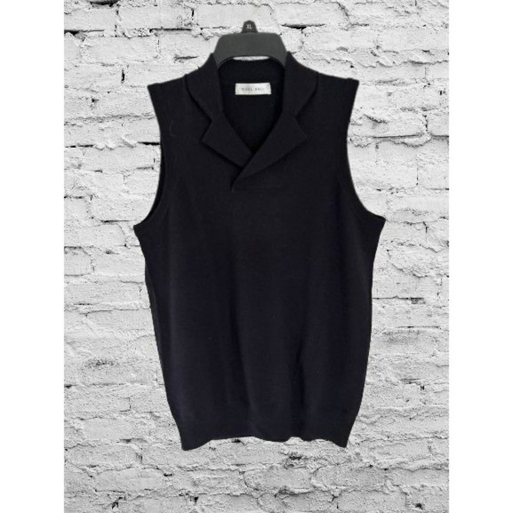 NIGEL HALL Black Wool Henley Sleepless Size Small